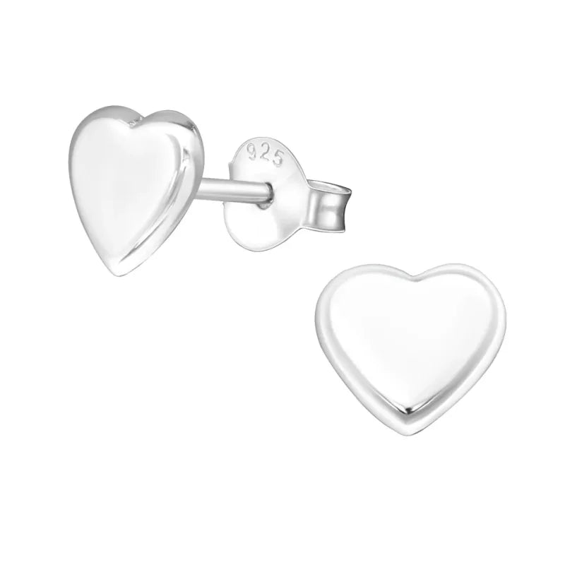 925 Zilveren Hartjes Oorbellen Emaille Diverse Kleuren - Hart Oorstekers - Zilver glad-7mm -