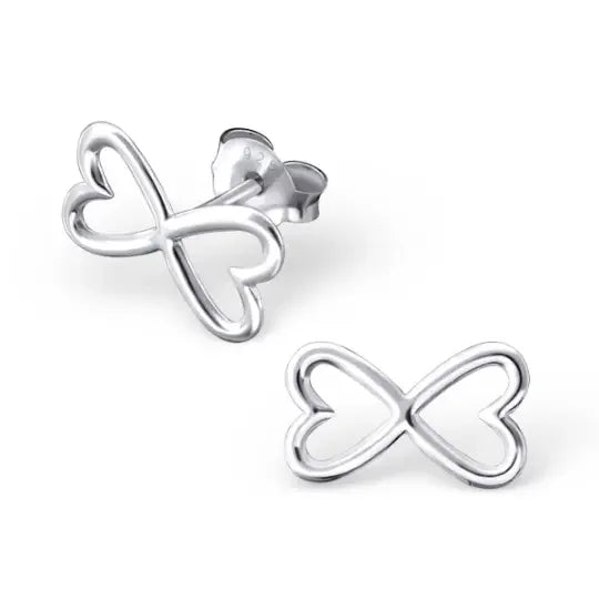 925 Zilveren Hartjes Oorbellen Emaille Diverse Kleuren - Hart Oorstekers - Dubbel-hartje-11x6mm - He