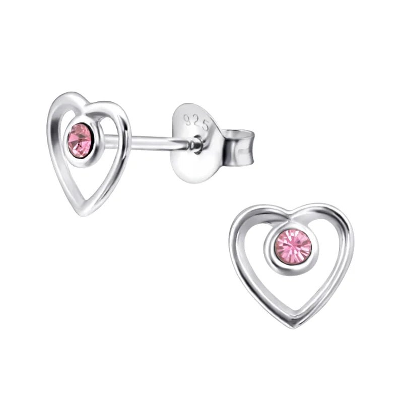 925 Zilveren Hartjes Oorbellen Emaille Diverse Kleuren - Hart Oorstekers - Dubbel-hartje-11x6mm - He