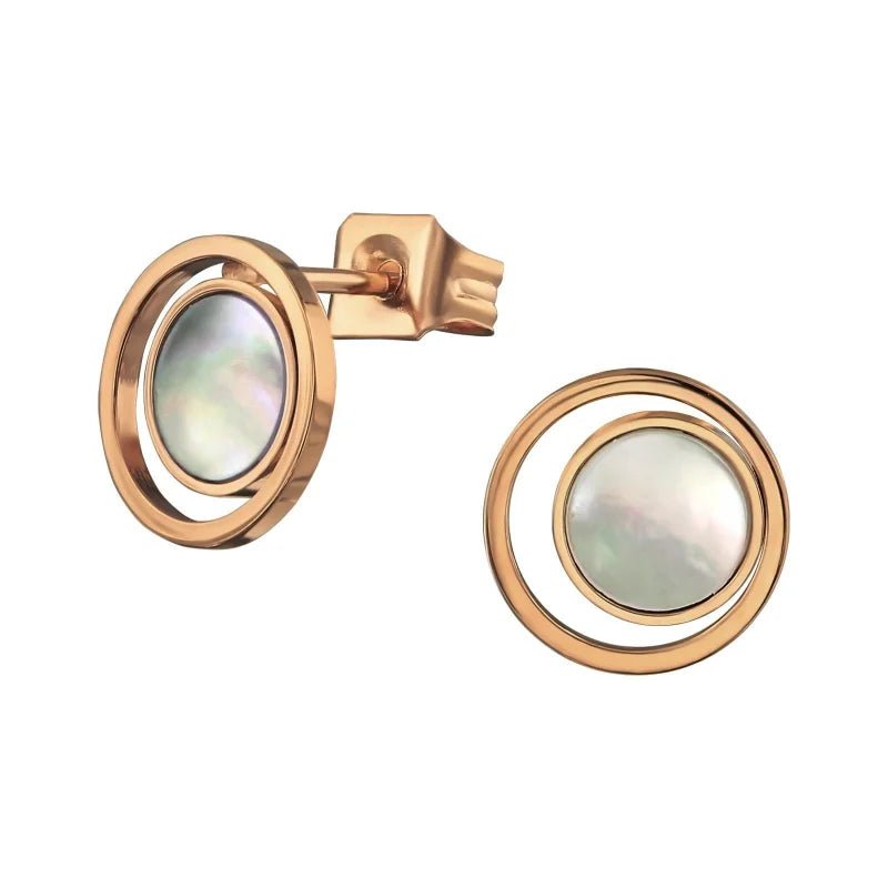 Ronde Witte Schelp Oorbellen - Ros&Atilde;&copy;kleurig -