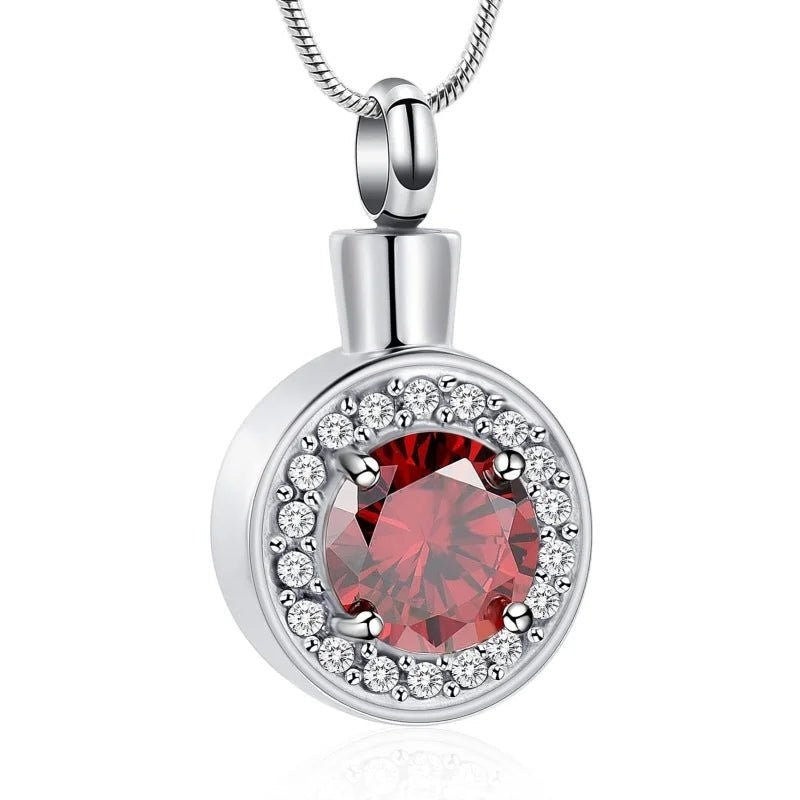 Stalen Zirkonia Ashanger rond - Rood - Heren