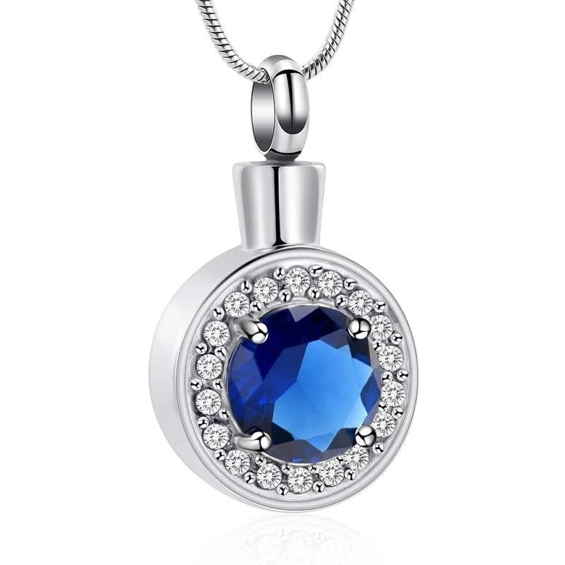 Stalen Zirkonia Ashanger rond - Blauw - Heren