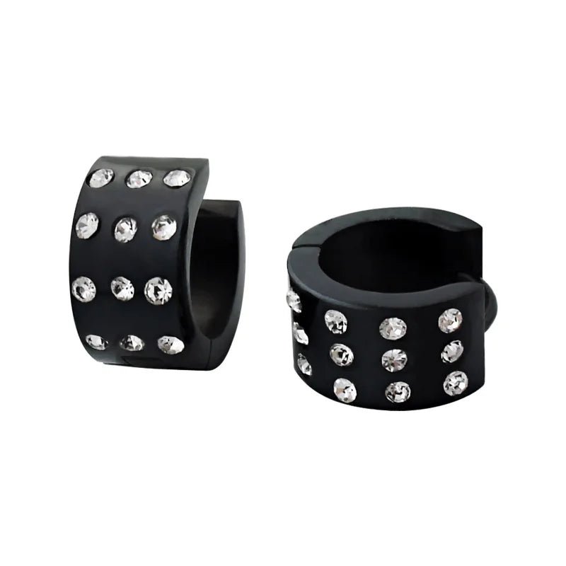 Stijlvolle Zwarte huggies - Zirkonia steentjes-13x7mm -