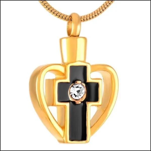 Stalen Kruis Ashanger - Symbolische Herinnering - Kruis goudkleur/zwart-3-2cm - Heren
