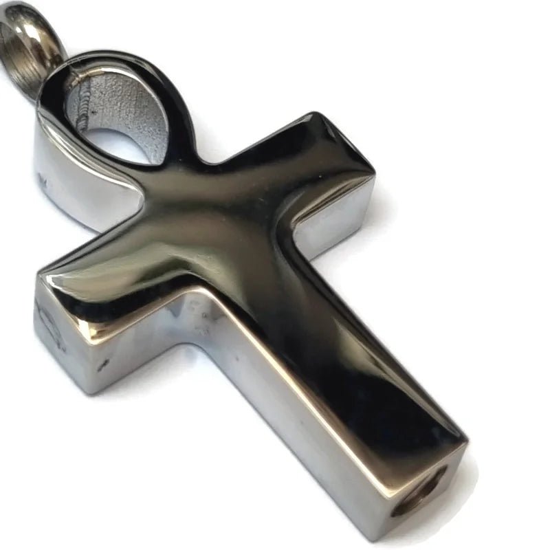 Stalen Kruis Ashanger - Symbolische Herinnering - Ankh kruis zilverkleurig-4-2.1cm - Heren