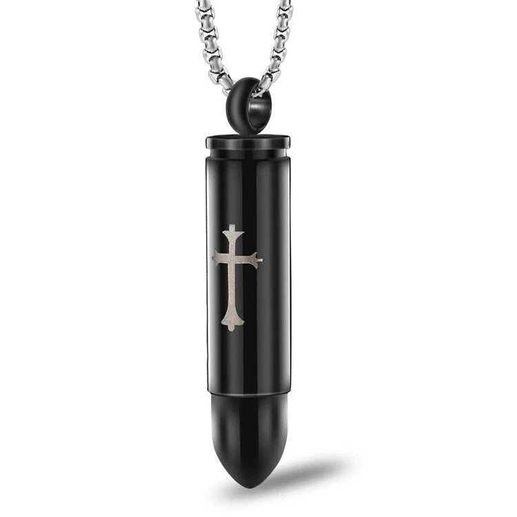Stalen Kruis Ashanger - Symbolische Herinnering - Bullet Kruisje-4-2.1cm - Heren