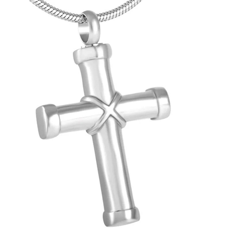 Stalen Kruis Ashanger - Symbolische Herinnering - Zilverkleur/knoop-3x2cm - Heren