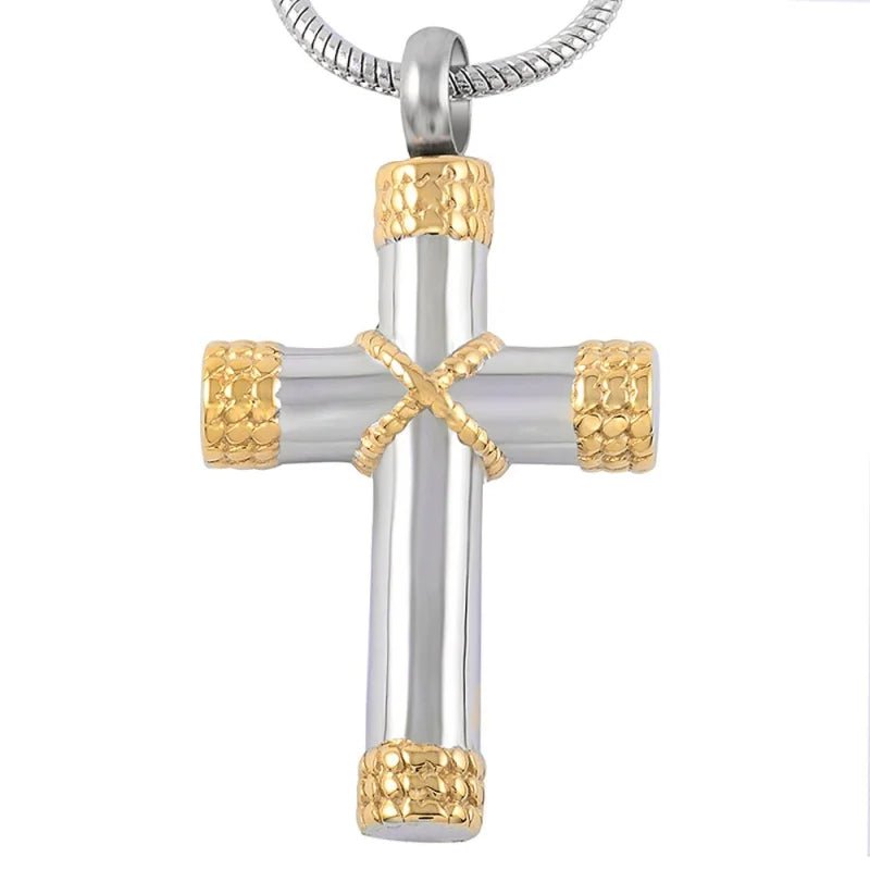 Stalen Kruis Ashanger - Symbolische Herinnering - Kruis-Goudkleur-Zilverkleur-3.7x2cm - Heren