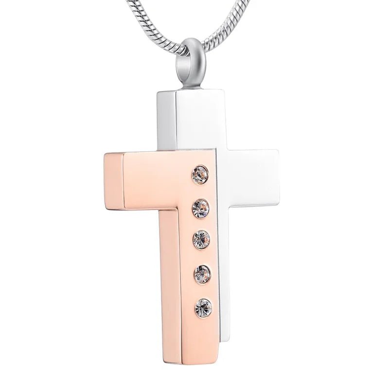 Stalen Kruis Ashanger - Symbolische Herinnering - Ros&Atilde;&copy;kleur-Zilverkleur-Transparant-4.2