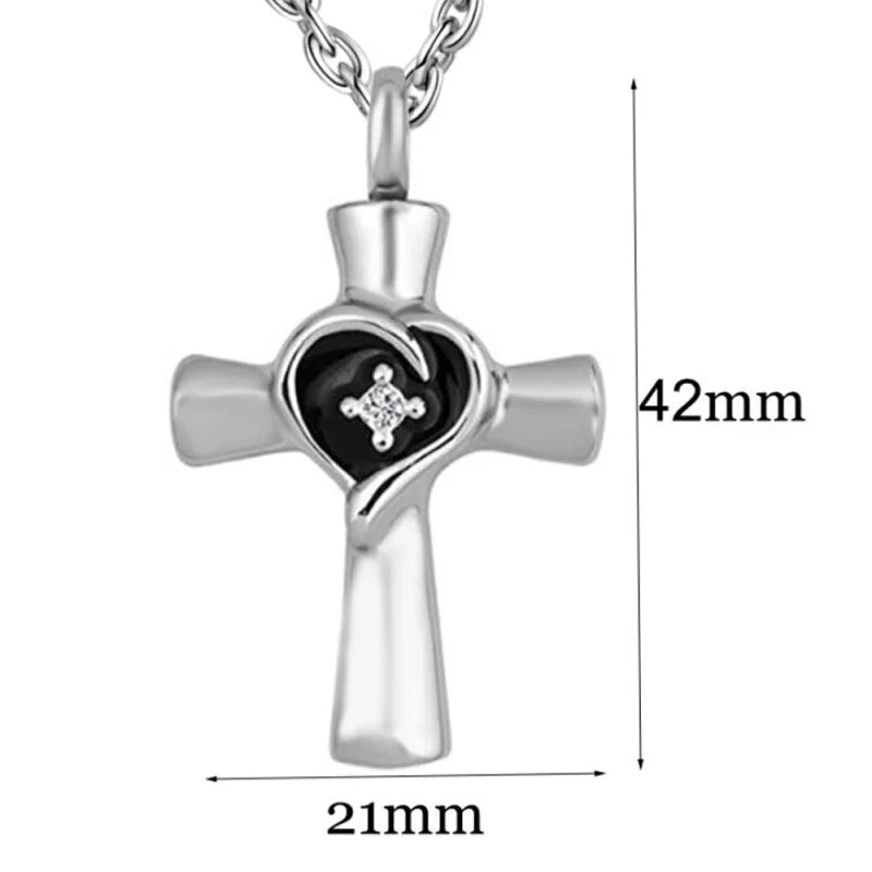 Stalen Kruis Ashanger - Symbolische Herinnering - Zwart/Zilverkleur-3.7x2cm - Heren