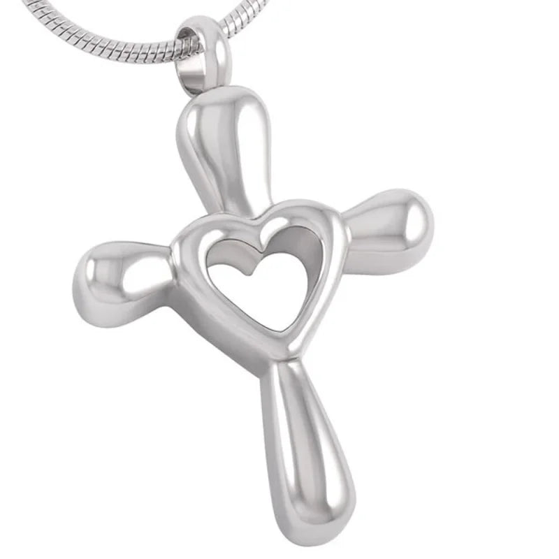Stalen Kruis Ashanger - Symbolische Herinnering - kruis met hartje-3.9x2.5cm - Heren