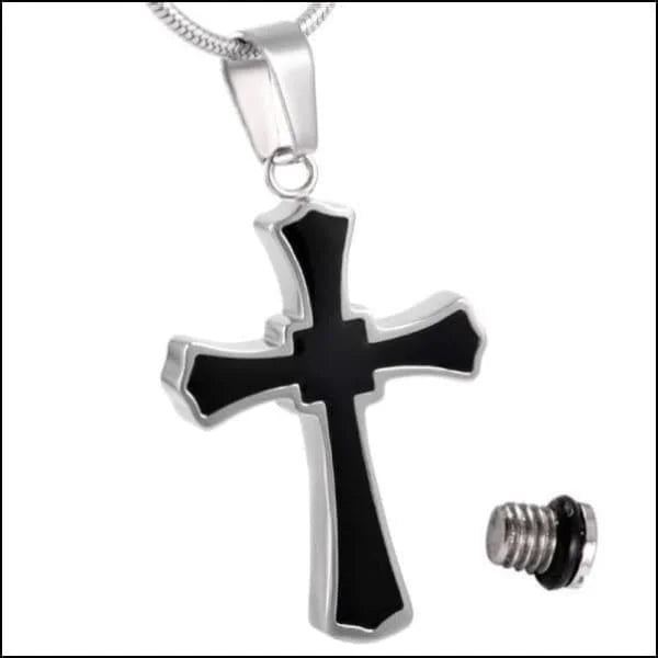 Stalen Kruis Ashanger - Symbolische Herinnering - Zwart-Zilverkleur-4x2.3cm - Heren