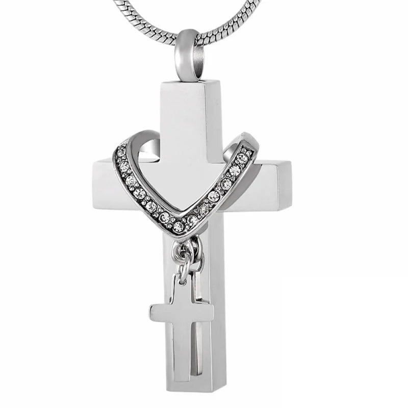 Stalen Kruis Ashanger - Symbolische Herinnering - kruis met kruisje-3.4x2.1cm - Heren