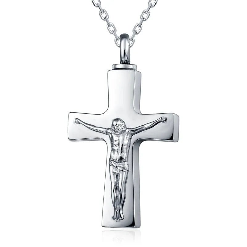 Stalen Kruis Ashanger - Symbolische Herinnering - Kruis met jezus-4x2.3cm - Heren