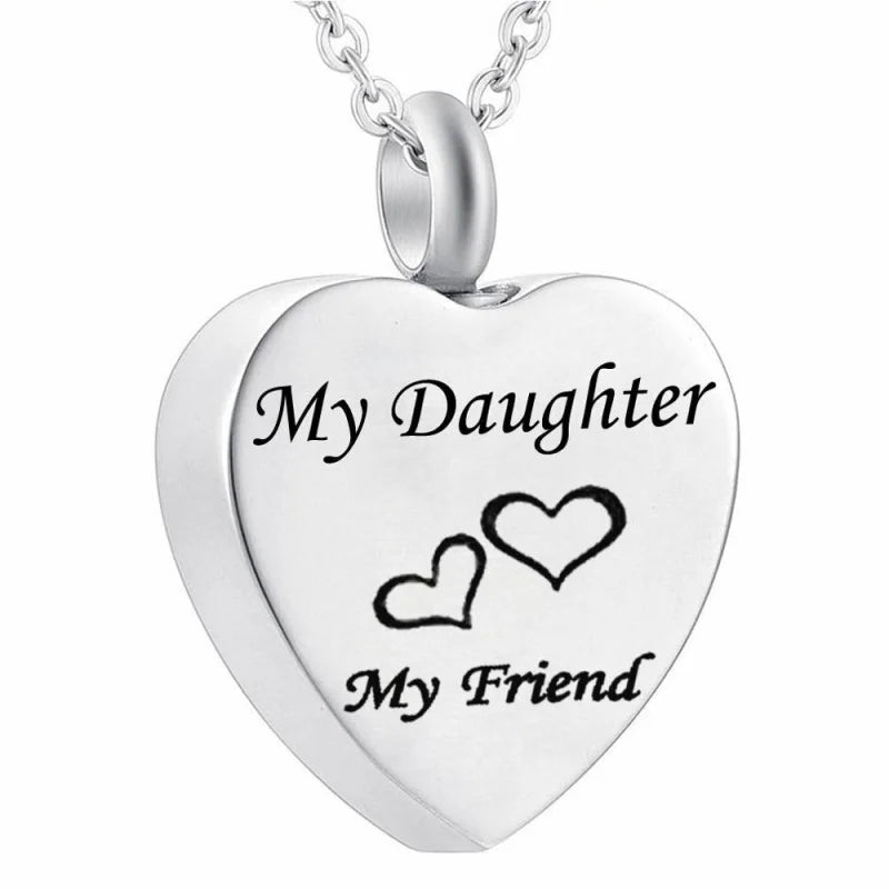 Stijlvolle Staal Ashanger Dochter - met halsketting-Hart in Hart-Daughter-2.5cm - Heren