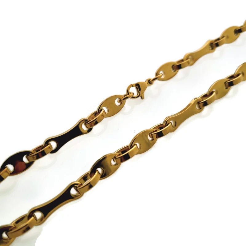 Stalen Fantasie Schakelketting van Aramat Jewels - Goudkleur - Heren