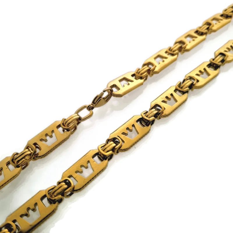 Brede Stalen Koningsketting met Kroonmotief - Goudkleur - Heren