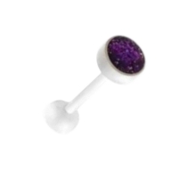 Bioplast Witte Glitter Tongpiercing - Zeegroen -
