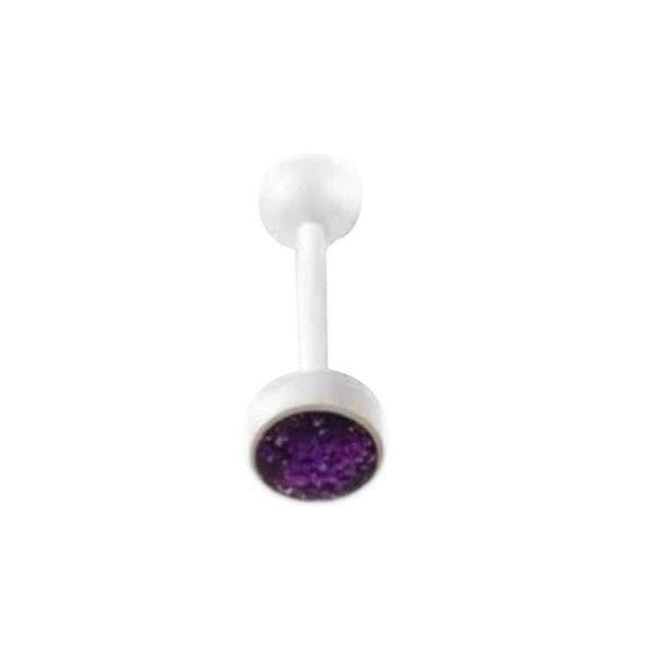 Bioplast Witte Glitter Tongpiercing - Paars -