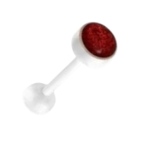 Bioplast Witte Glitter Tongpiercing - Rood -