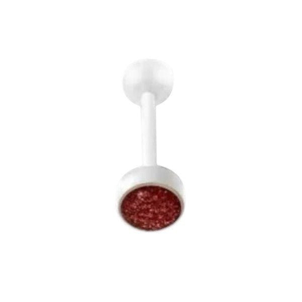 Bioplast Witte Glitter Tongpiercing - Robijn Rood -