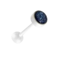 Bioplast Witte Glitter Tongpiercing - Robijn Rood -