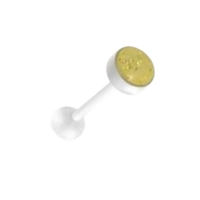 Bioplast Witte Glitter Tongpiercing - Robijn Rood -