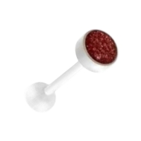 Bioplast Witte Glitter Tongpiercing - Robijn Rood -