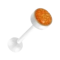 Bioplast Witte Glitter Tongpiercing - Robijn Rood -
