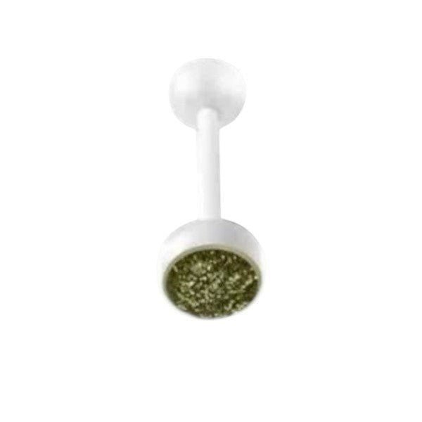Bioplast Witte Glitter Tongpiercing - Groen -