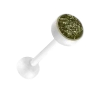 Bioplast Witte Glitter Tongpiercing - Groen -