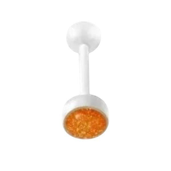 Bioplast Witte Glitter Tongpiercing - Oranje -