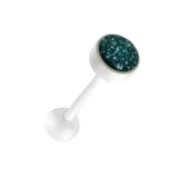 Bioplast Witte Glitter Tongpiercing - Oranje -