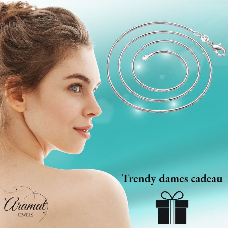 925 Zilveren Slangenketting - Tijdloze Snake Chain Ketting - 60cm - Dames