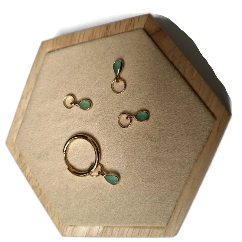 Unieke handgemaakte Oorbel Bedels - Goudkleur / Druppel-10x5mm / Groen - Unisex