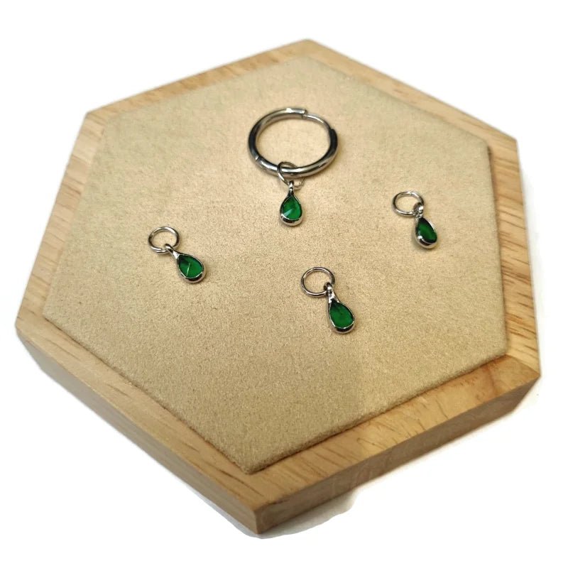 Unieke handgemaakte Oorbel Bedels - Zilverkleur / Druppel-10x5mm / Groen - Unisex
