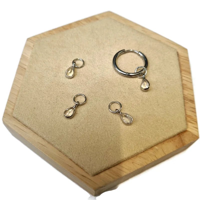 Unieke handgemaakte Oorbel Bedels - Zilverkleur / Druppel-10x5mm / Transparant - Unisex