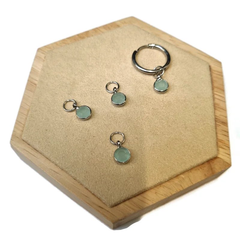 Unieke handgemaakte Oorbel Bedels - Zilverkleur / Rond-7mm / Licht Blauw - Unisex