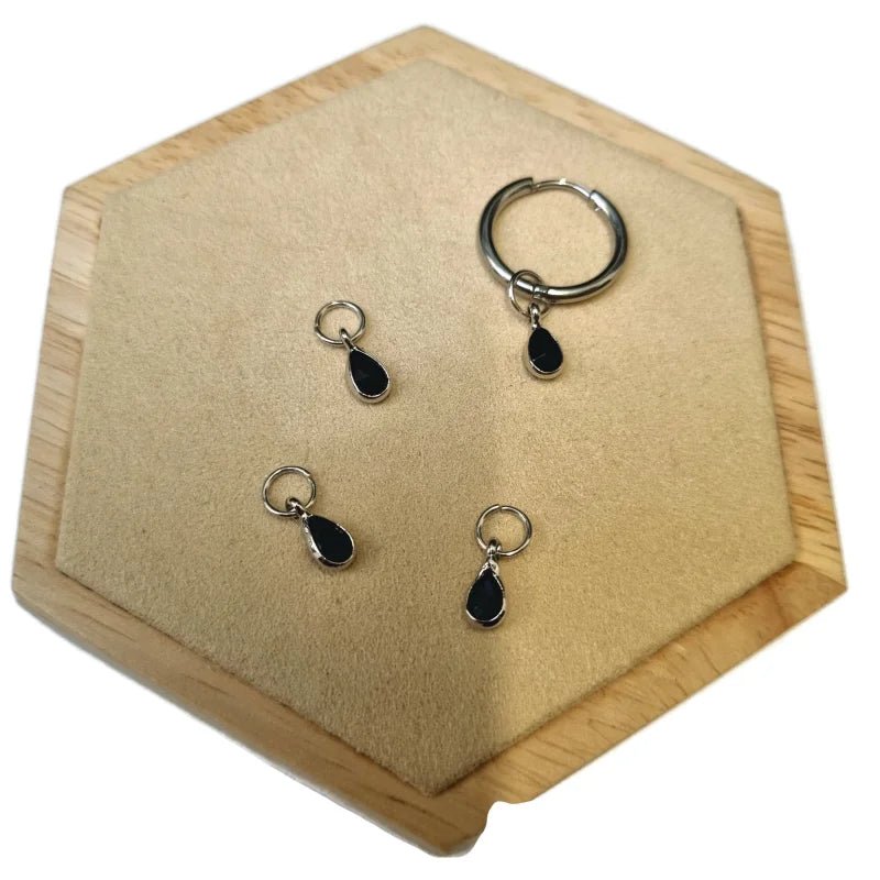 Unieke handgemaakte Oorbel Bedels - Zilverkleur / Druppel-10x5mm / Zwart - Unisex