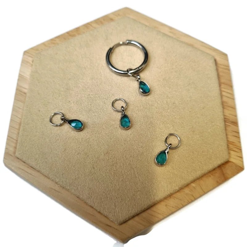 Unieke handgemaakte Oorbel Bedels - Zilverkleur / Druppel-10x5mm / Blauw - Unisex