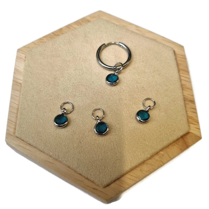 Unieke handgemaakte Oorbel Bedels - Zilverkleur / Rond-7mm / Blauw - Unisex