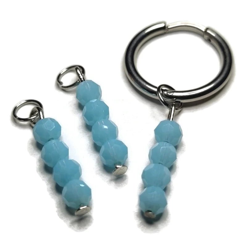 Kralen Bedel voor mix en match sieraden - Zilverkleur / Serenity blue-pearl shine - Unisex