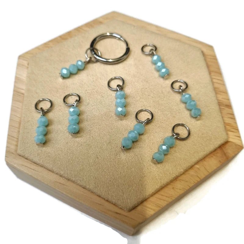 Parelglans Kralen Bedeltje 3 Facet - Oorbel Charm - Goudkleur / Sereen Blauw-Parel shine - Unisex