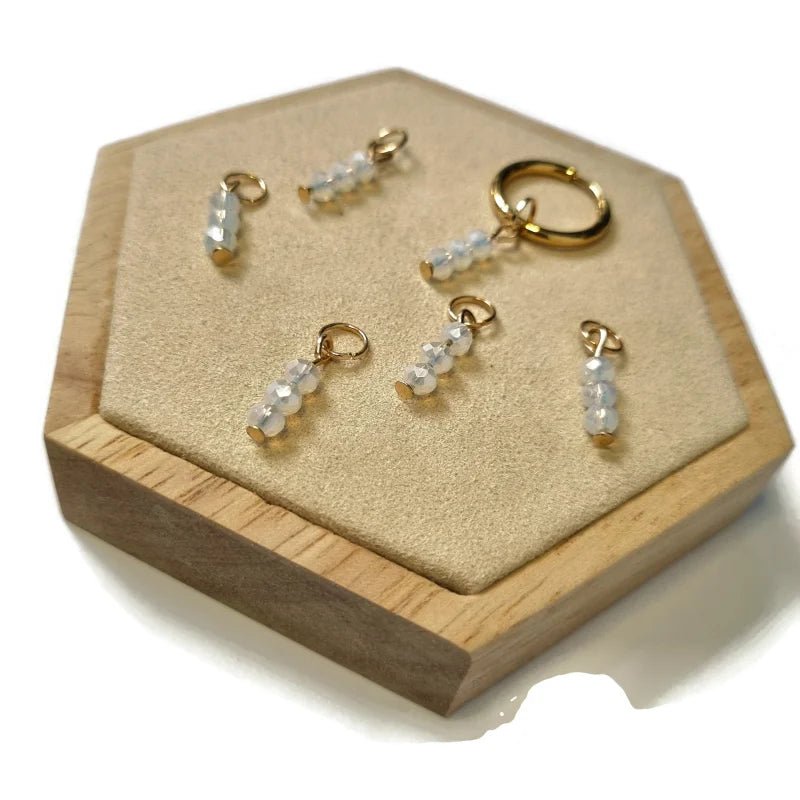 Parelglans Kralen Bedeltje 3 Facet - Oorbel Charm - Goudkleur / Brilliant crystal-pearl shine - Unis