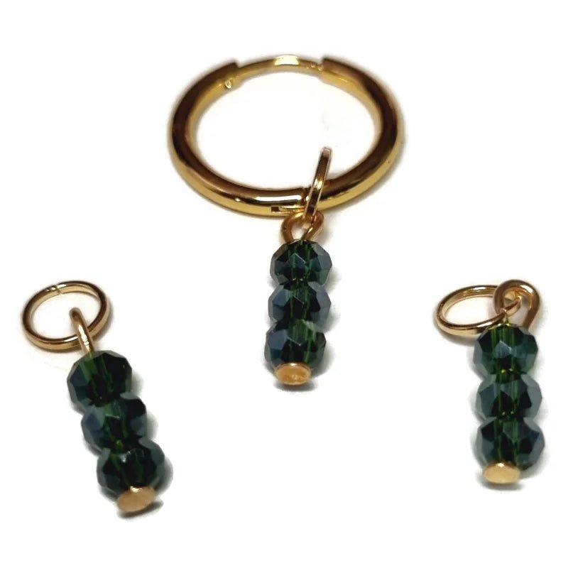 Parelglans Kralen Bedeltje 3 Facet - Oorbel Charm - Goudkleur / Fairway green-pearl shine - Unisex