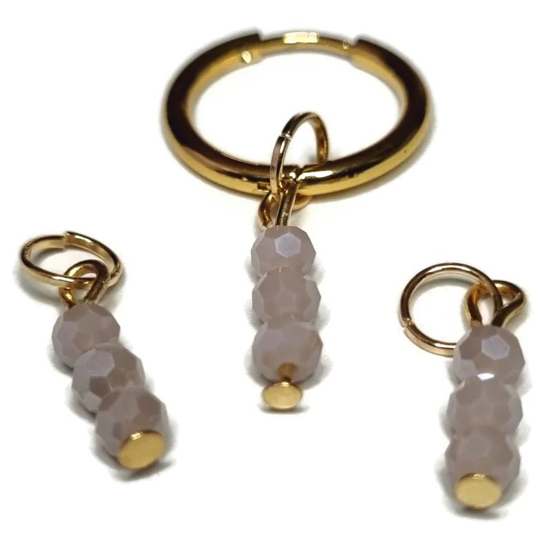 Parelglans Kralen Bedeltje 3 Facet - Oorbel Charm - Goudkleur / Orchid purple-pearl shine - Unisex