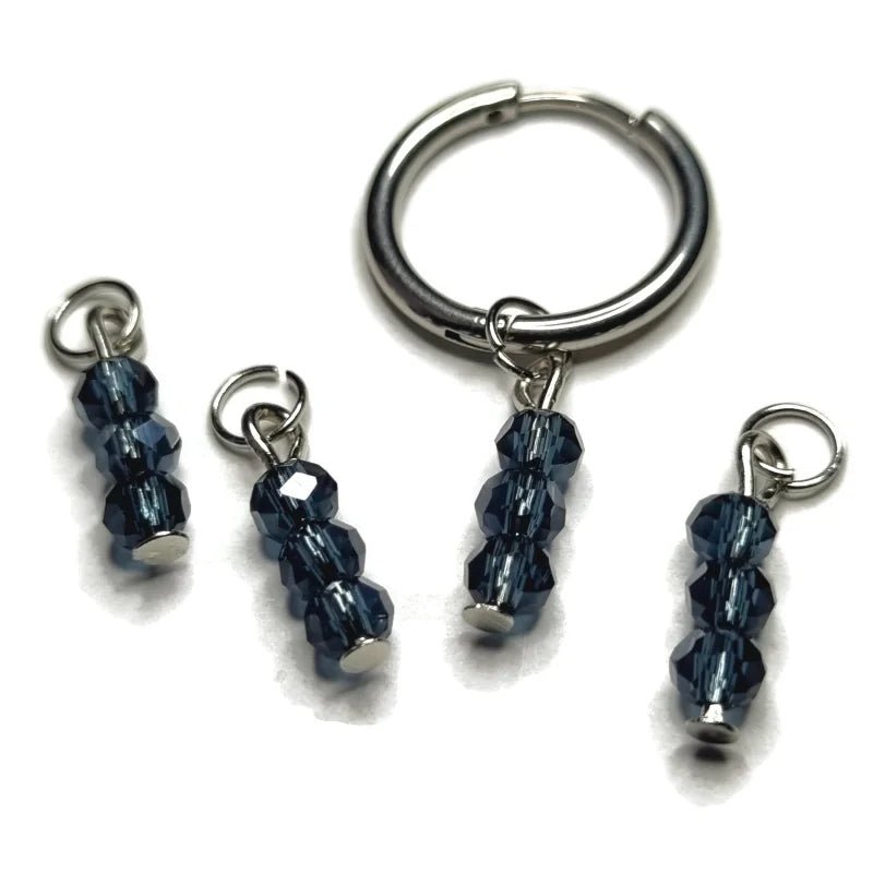 Parelglans Kralen Bedeltje 3 Facet - Oorbel Charm - Zilverkleur / Montana blue-pearl shine - Unisex
