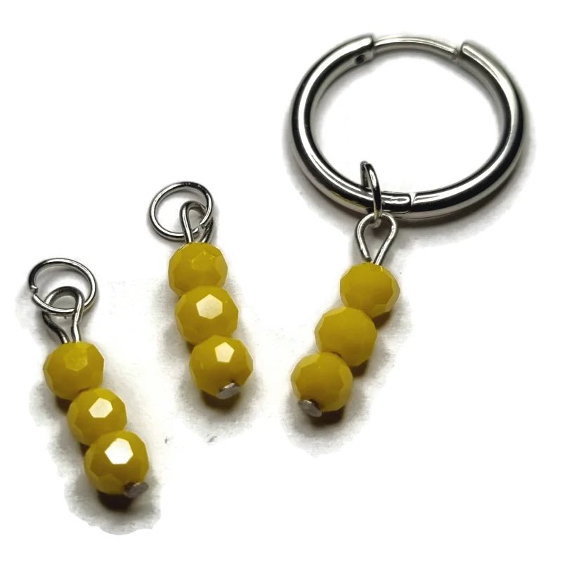 Parelglans Kralen Bedeltje 3 Facet - Oorbel Charm - Zilverkleur / Sunburst yellow-pearl shine - Unis