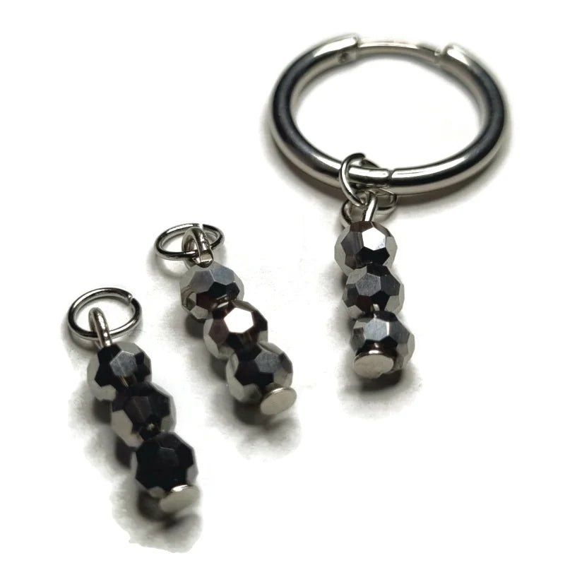 Parelglans Kralen Bedeltje 3 Facet - Oorbel Charm - Zilverkleur / Silver-pearl shine - Unisex