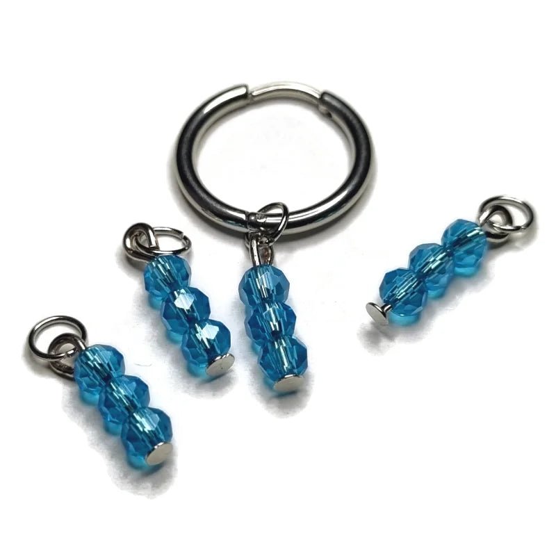 Parelglans Kralen Bedeltje 3 Facet - Oorbel Charm - Zilverkleur / Lagoon blue-pearl shine - Unisex
